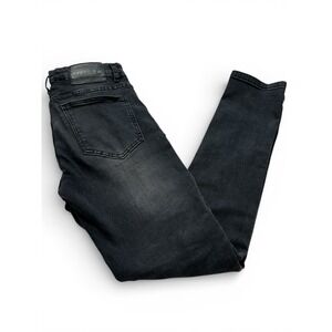 Waimea Men's Skinny Fit Moto Jeans 32x32 Black Stretch Biker Denim